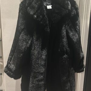 Dennis Basso Shimmering Black Teddy Jacket Coat